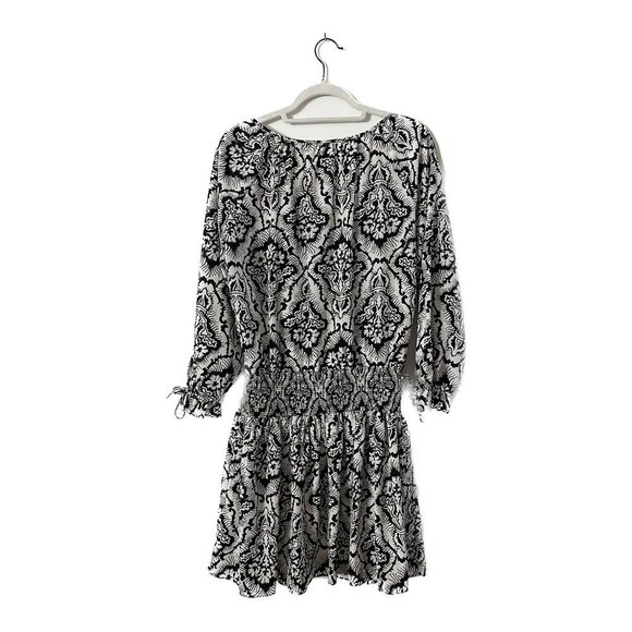 JUICY COUTURE Smocked Waist Black and White Printed Dress - Size Large - Picture 4 of 4